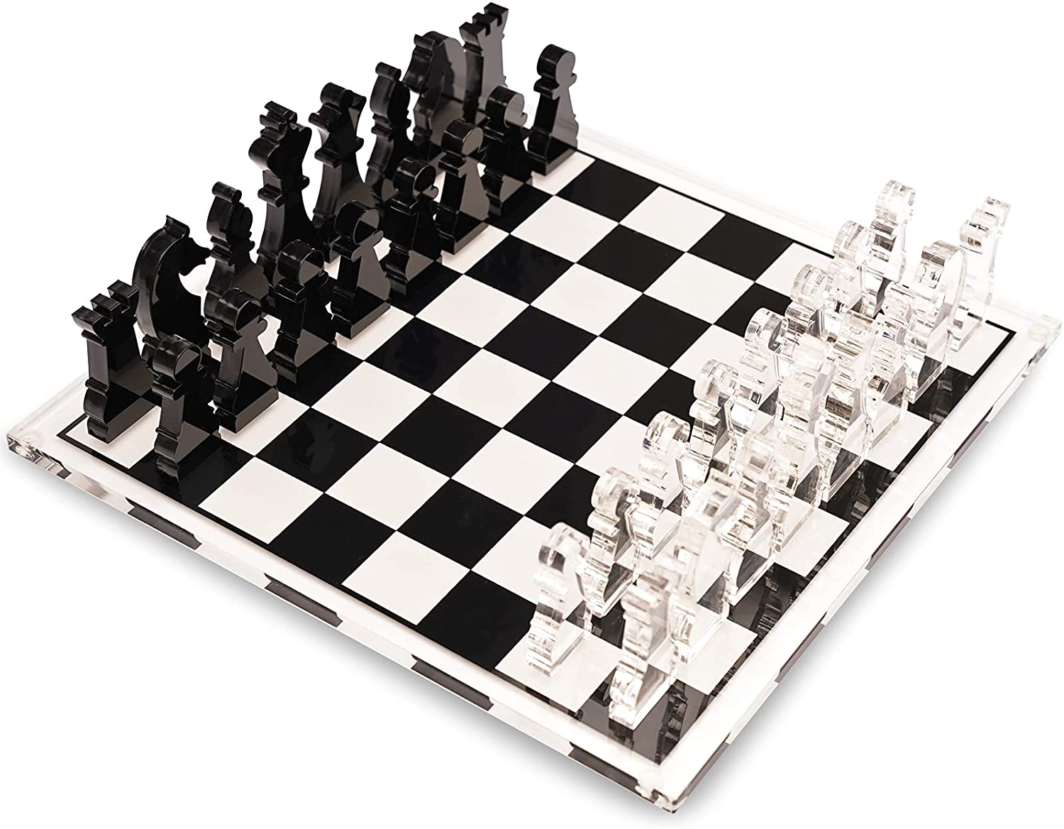 High Quality Custom Travel Luxury Lucite Chess Set Premium Design clear Acrylic Chess Game Board Children Game Toys