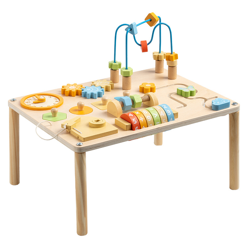 8 in 1 Montessori Baby Sensory Play Table Activity Wooden Toys Preschool Learning Materials Wooden Sensory Board for Toddlers