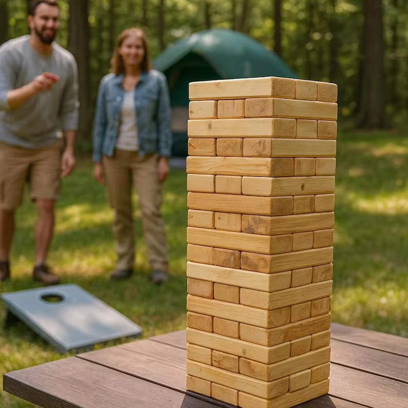 Wooden Toy Giant Toppling Tower Wooden Jumbo Blocks Outside Yard Jumbo Blocks Giant Tumbling Blocks Crafts with Carry Case