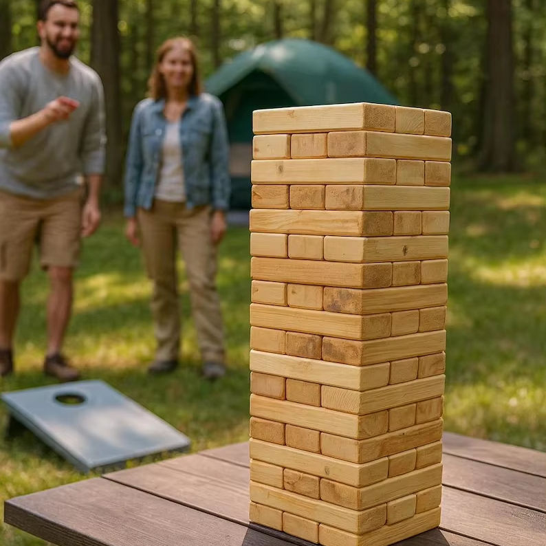Wooden Toy Giant Toppling Tower Wooden Jumbo Blocks Outside Yard Jumbo Blocks Giant Tumbling Blocks Crafts with Carry Case